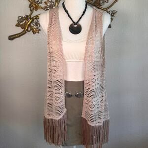 Beautiful blushnude crochet lace vest